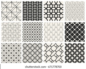 Abstract concept vector monochrome geometric pattern. Black and white minimal background. Creative illustration template. Seamless stylish texture. For wallpaper, surface, web design, textile, decor