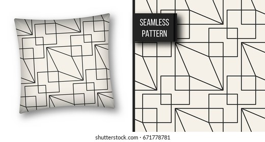 Abstract concept vector monochrome geometric pattern. Black and white minimal background. Creative illustration template. Seamless stylish texture. For wallpaper, surface, web design, textile, decor