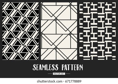 Abstract concept vector monochrome geometric pattern. Black and white minimal background. Creative illustration template. Seamless stylish texture. For wallpaper, surface, web design, textile, decor