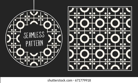 Abstract concept vector monochrome geometric pattern. Black and white minimal background. Creative illustration template. Seamless stylish texture. For wallpaper, surface, web design, textile, decor