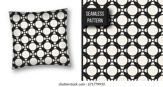 Abstract concept vector monochrome geometric pattern. Black and white minimal background. Creative illustration template. Seamless stylish texture. For wallpaper, surface, web design, textile, decor