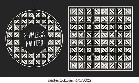 Abstract concept vector monochrome geometric pattern. Black and white minimal background. Creative illustration template. Seamless stylish texture. For wallpaper, surface, web design, textile, decor