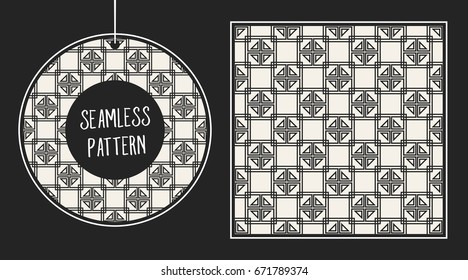 Abstract concept vector monochrome geometric pattern. Black and white minimal background. Creative illustration template. Seamless stylish texture. For wallpaper, surface, web design, textile, decor