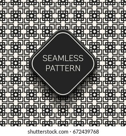 Abstract concept vector monochrome geometric pattern. Black and white minimal background. Creative illustration template. Seamless stylish texture. For wallpaper, surface, web design, textile, decor