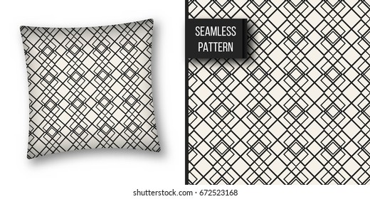 Abstract concept vector monochrome geometric pattern. Black and white minimal background. Creative illustration template. Seamless stylish texture. For wallpaper, surface, web design, textile, decor