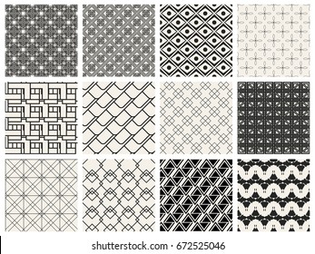 Abstract concept vector monochrome geometric pattern. Black and white minimal background. Creative illustration template. Seamless stylish texture. For wallpaper, surface, web design, textile, decor