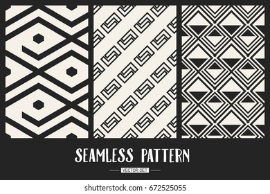 Abstract concept vector monochrome geometric pattern. Black and white minimal background. Creative illustration template. Seamless stylish texture. For wallpaper, surface, web design, textile, decor