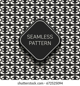 Abstract concept vector monochrome geometric pattern. Black and white minimal background. Creative illustration template. Seamless stylish texture. For wallpaper, surface, web design, textile, decor