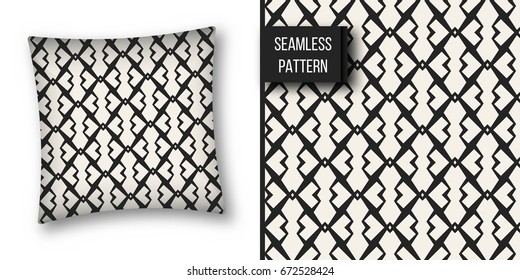 Abstract concept vector monochrome geometric pattern. Black and white minimal background. Creative illustration template. Seamless stylish texture. For wallpaper, surface, web design, textile, decor
