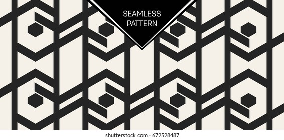 Abstract concept vector monochrome geometric pattern. Black and white minimal background. Creative illustration template. Seamless stylish texture. For wallpaper, surface, web design, textile, decor