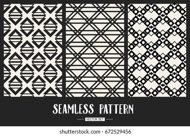 Abstract concept vector monochrome geometric pattern. Black and white minimal background. Creative illustration template. Seamless stylish texture. For wallpaper, surface, web design, textile, decor