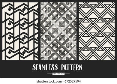 Abstract concept vector monochrome geometric pattern. Black and white minimal background. Creative illustration template. Seamless stylish texture. For wallpaper, surface, web design, textile, decor