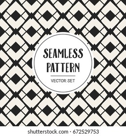 Abstract concept vector monochrome geometric pattern. Black and white minimal background. Creative illustration template. Seamless stylish texture. For wallpaper, surface, web design, textile, decor