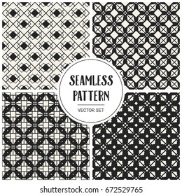 Abstract concept vector monochrome geometric pattern. Black and white minimal background. Creative illustration template. Seamless stylish texture. For wallpaper, surface, web design, textile, decor