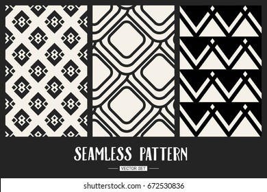 Abstract concept vector monochrome geometric pattern. Black and white minimal background. Creative illustration template. Seamless stylish texture. For wallpaper, surface, web design, textile, decor
