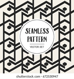 Abstract concept vector monochrome geometric pattern. Black and white minimal background. Creative illustration template. Seamless stylish texture. For wallpaper, surface, web design, textile, decor