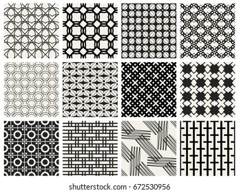 Abstract concept vector monochrome geometric pattern. Black and white minimal background. Creative illustration template. Seamless stylish texture. For wallpaper, surface, web design, textile, decor