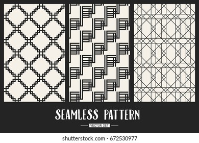 Abstract concept vector monochrome geometric pattern. Black and white minimal background. Creative illustration template. Seamless stylish texture. For wallpaper, surface, web design, textile, decor