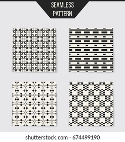 Abstract concept vector monochrome geometric pattern. Black and white minimal background. Creative illustration template. Seamless stylish texture. For wallpaper, surface, web design, textile, decor