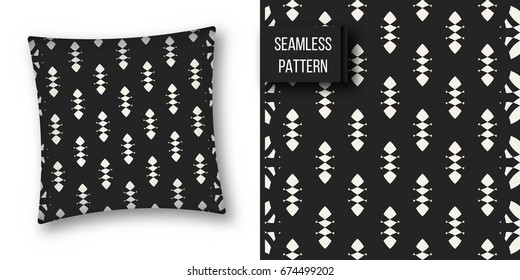 Abstract concept vector monochrome geometric pattern. Black and white minimal background. Creative illustration template. Seamless stylish texture. For wallpaper, surface, web design, textile, decor