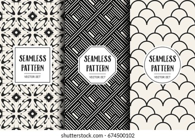 Abstract concept vector monochrome geometric pattern. Black and white minimal background. Creative illustration template. Seamless stylish texture. For wallpaper, surface, web design, textile, decor