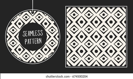 Abstract concept vector monochrome geometric pattern. Black and white minimal background. Creative illustration template. Seamless stylish texture. For wallpaper, surface, web design, textile, decor