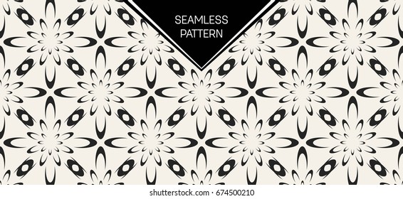 Abstract concept vector monochrome geometric pattern. Black and white minimal background. Creative illustration template. Seamless stylish texture. For wallpaper, surface, web design, textile, decor