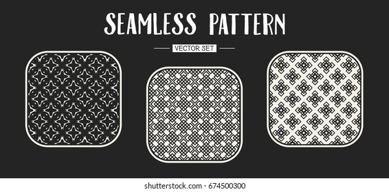 Abstract concept vector monochrome geometric pattern. Black and white minimal background. Creative illustration template. Seamless stylish texture. For wallpaper, surface, web design, textile, decor