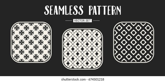 Abstract concept vector monochrome geometric pattern. Black and white minimal background. Creative illustration template. Seamless stylish texture. For wallpaper, surface, web design, textile, decor