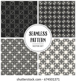 Abstract concept vector monochrome geometric pattern. Black and white minimal background. Creative illustration template. Seamless stylish texture. For wallpaper, surface, web design, textile, decor