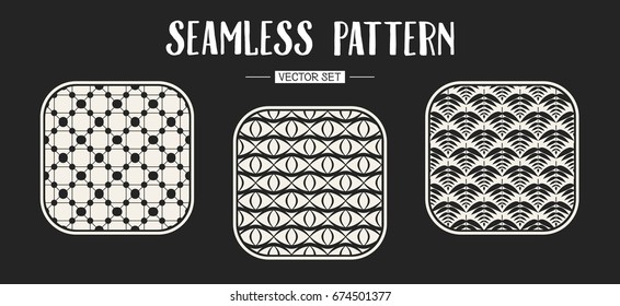 Abstract concept vector monochrome geometric pattern. Black and white minimal background. Creative illustration template. Seamless stylish texture. For wallpaper, surface, web design, textile, decor
