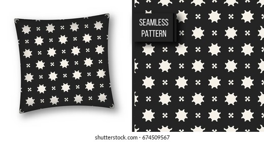 Abstract concept vector monochrome geometric pattern. Black and white minimal background. Creative illustration template. Seamless stylish texture. For wallpaper, surface, web design, textile, decor