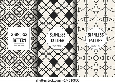 Abstract concept vector monochrome geometric pattern. Black and white minimal background. Creative illustration template. Seamless stylish texture. For wallpaper, surface, web design, textile, decor