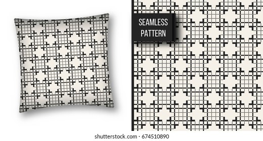 Abstract concept vector monochrome geometric pattern. Black and white minimal background. Creative illustration template. Seamless stylish texture. For wallpaper, surface, web design, textile, decor