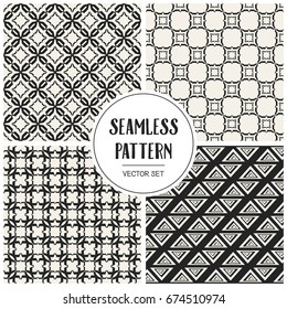 Abstract concept vector monochrome geometric pattern. Black and white minimal background. Creative illustration template. Seamless stylish texture. For wallpaper, surface, web design, textile, decor