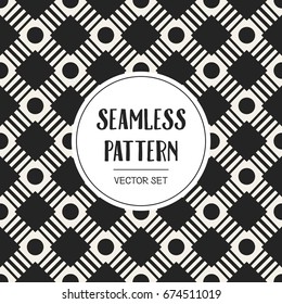 Abstract concept vector monochrome geometric pattern. Black and white minimal background. Creative illustration template. Seamless stylish texture. For wallpaper, surface, web design, textile, decor