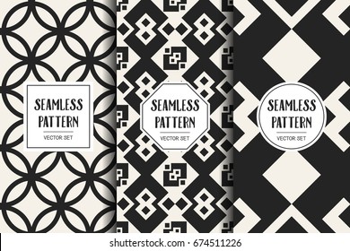 Abstract concept vector monochrome geometric pattern. Black and white minimal background. Creative illustration template. Seamless stylish texture. For wallpaper, surface, web design, textile, decor