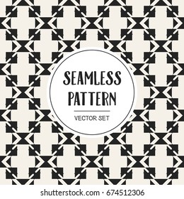 Abstract concept vector monochrome geometric pattern. Black and white minimal background. Creative illustration template. Seamless stylish texture. For wallpaper, surface, web design, textile, decor