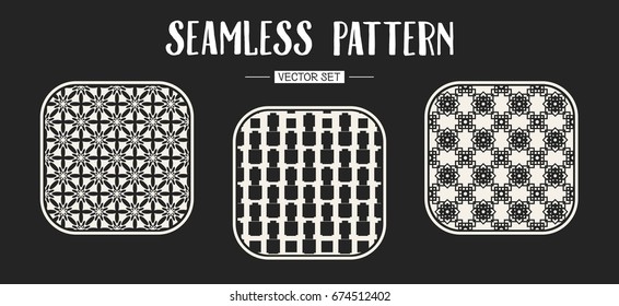Abstract concept vector monochrome geometric pattern. Black and white minimal background. Creative illustration template. Seamless stylish texture. For wallpaper, surface, web design, textile, decor