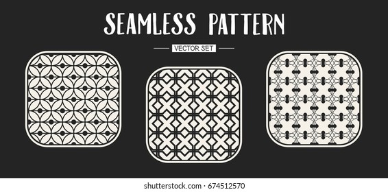 Abstract concept vector monochrome geometric pattern. Black and white minimal background. Creative illustration template. Seamless stylish texture. For wallpaper, surface, web design, textile, decor