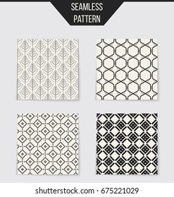 Abstract concept vector monochrome geometric pattern. Black and white minimal background. Creative illustration template. Seamless stylish texture. For wallpaper, surface, web design, textile, decor