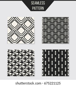 Abstract concept vector monochrome geometric pattern. Black and white minimal background. Creative illustration template. Seamless stylish texture. For wallpaper, surface, web design, textile, decor