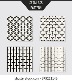 Abstract concept vector monochrome geometric pattern. Black and white minimal background. Creative illustration template. Seamless stylish texture. For wallpaper, surface, web design, textile, decor
