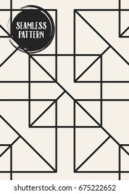 Abstract concept vector monochrome geometric pattern. Black and white minimal background. Creative illustration template. Seamless stylish texture. For wallpaper, surface, web design, textile, decor