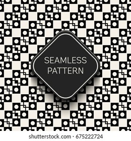 Abstract concept vector monochrome geometric pattern. Black and white minimal background. Creative illustration template. Seamless stylish texture. For wallpaper, surface, web design, textile, decor