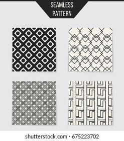 Abstract concept vector monochrome geometric pattern. Black and white minimal background. Creative illustration template. Seamless stylish texture. For wallpaper, surface, web design, textile, decor