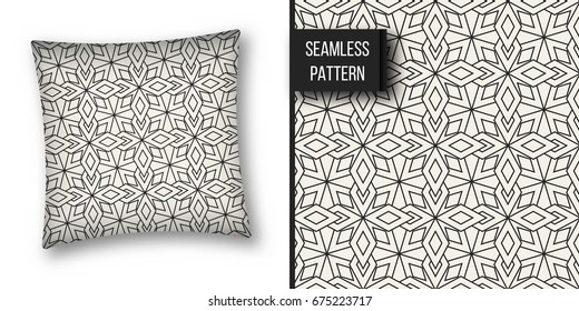 Abstract concept vector monochrome geometric pattern. Black and white minimal background. Creative illustration template. Seamless stylish texture. For wallpaper, surface, web design, textile, decor