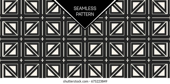 Abstract concept vector monochrome geometric pattern. Black and white minimal background. Creative illustration template. Seamless stylish texture. For wallpaper, surface, web design, textile, decor