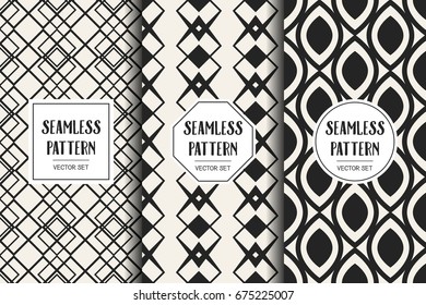 Abstract concept vector monochrome geometric pattern. Black and white minimal background. Creative illustration template. Seamless stylish texture. For wallpaper, surface, web design, textile, decor