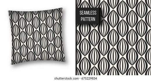 Abstract concept vector monochrome geometric pattern. Black and white minimal background. Creative illustration template. Seamless stylish texture. For wallpaper, surface, web design, textile, decor